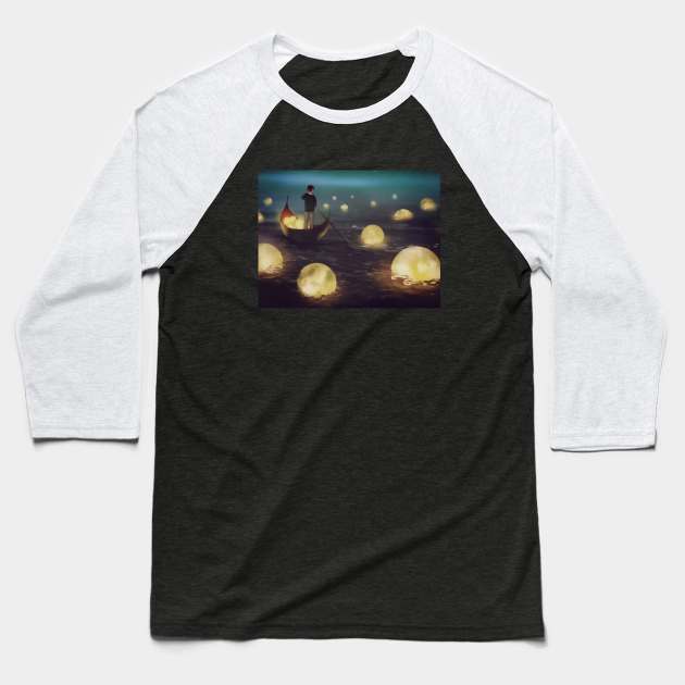 Row In The Sea Of Moon Baseball T-Shirt by TheBalestvictus